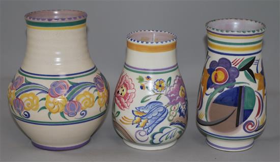 Five Carter Stabler Adams vases, tallest 10in.